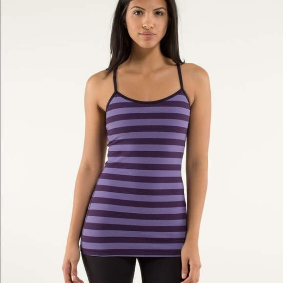 Lululemon‎ purple striped power Y tank top size  2 - Picture 1 of 8